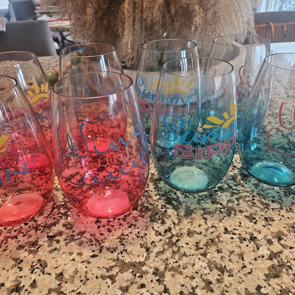 Colorful Stemless Wine Glass Set